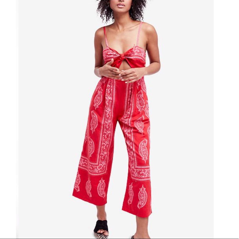Free People Feel the Sun cutout Jumpsuit red - Picture 2 of 4